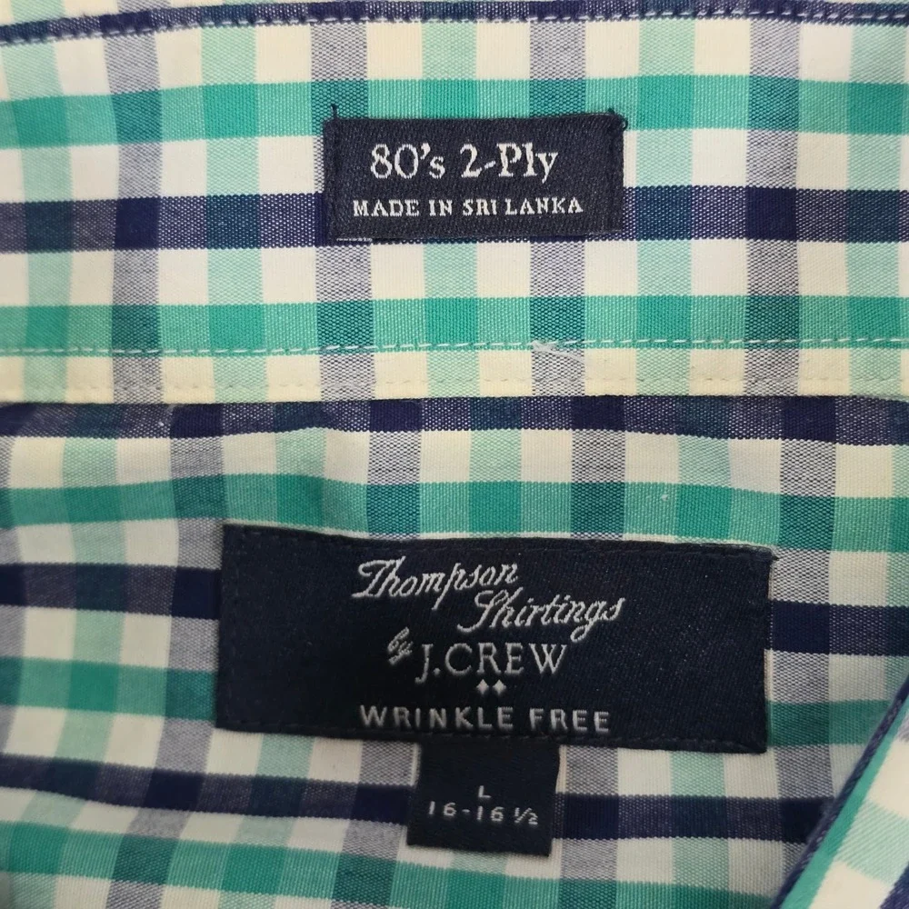J Crew Thompson‎ Shirtings Mens Large Gingham Check Long Sleeve Button Down